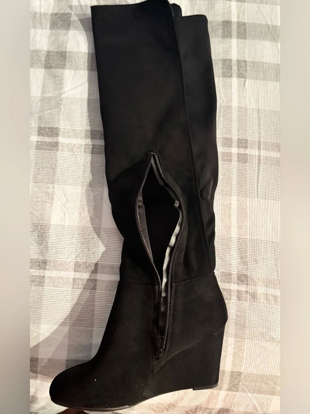 Chinese Laundry Women's Black Wedge Knee-High Boots NEW